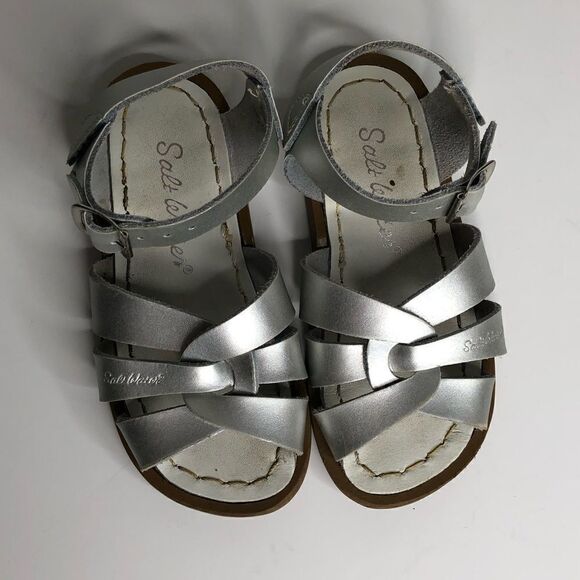 Salt Water Sz 8 Sandals Silver Leather - Picture 3 of 6